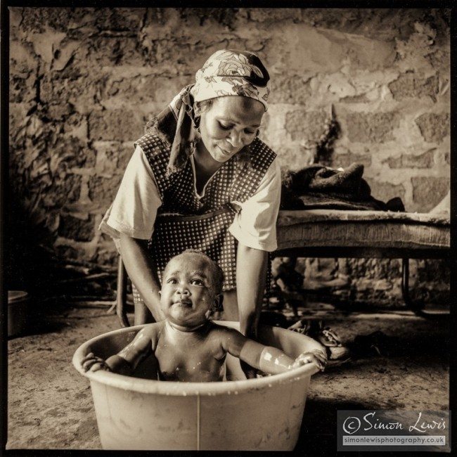 baby being washed in village near Umtata