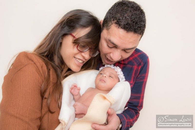 Portrait of parents with baby