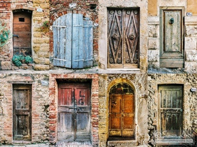 eight doors taken from a village in tuscany