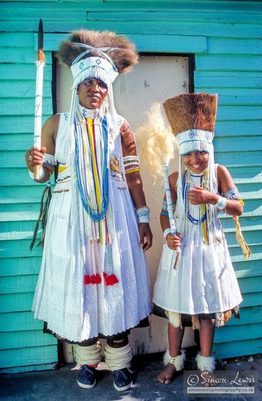 traditional healers Madlamini and Monica in full regalia